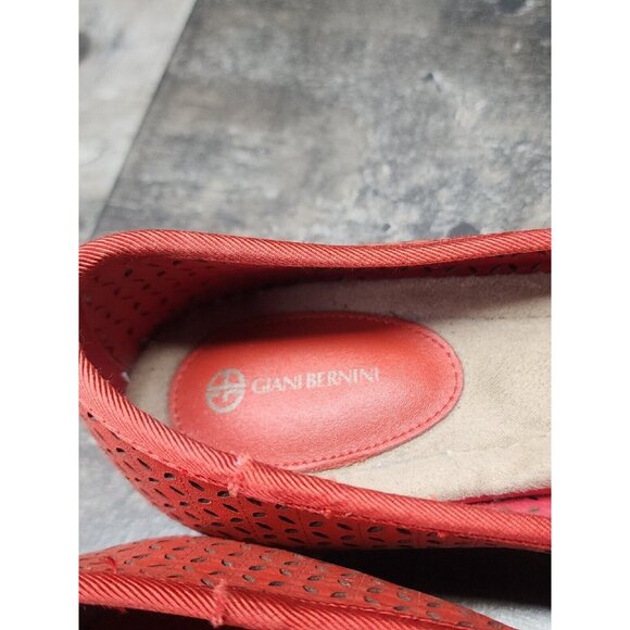 Red Princess W Bow  Roberta Flats Laser Cut Giani Bernini Casual Women's Sz 9M - Picture 4 of 8